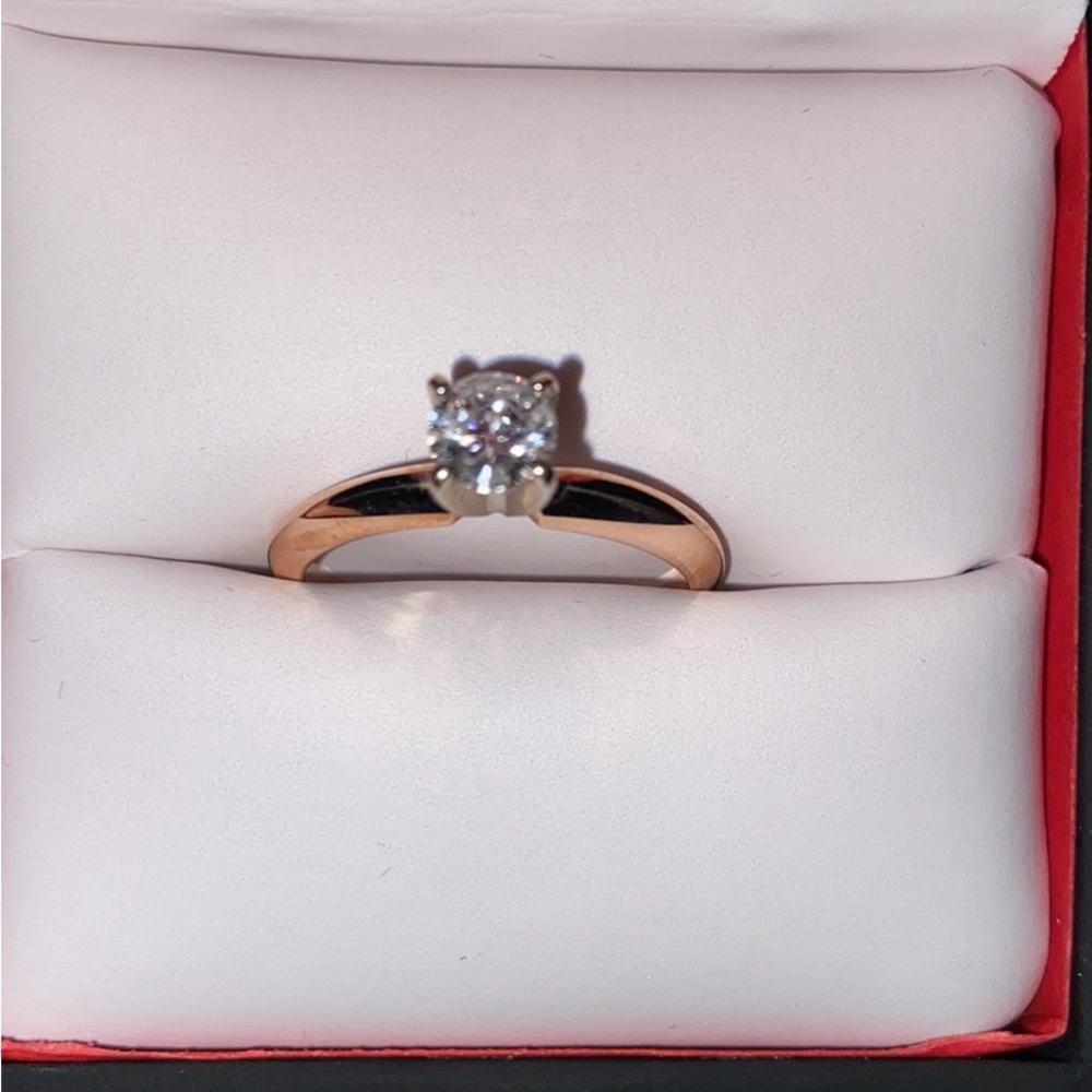 14KW 1/2 CT PC with a rose gold Leafy design band